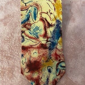 Vibrant Abstract Tie in Blue, Yellow, and Red